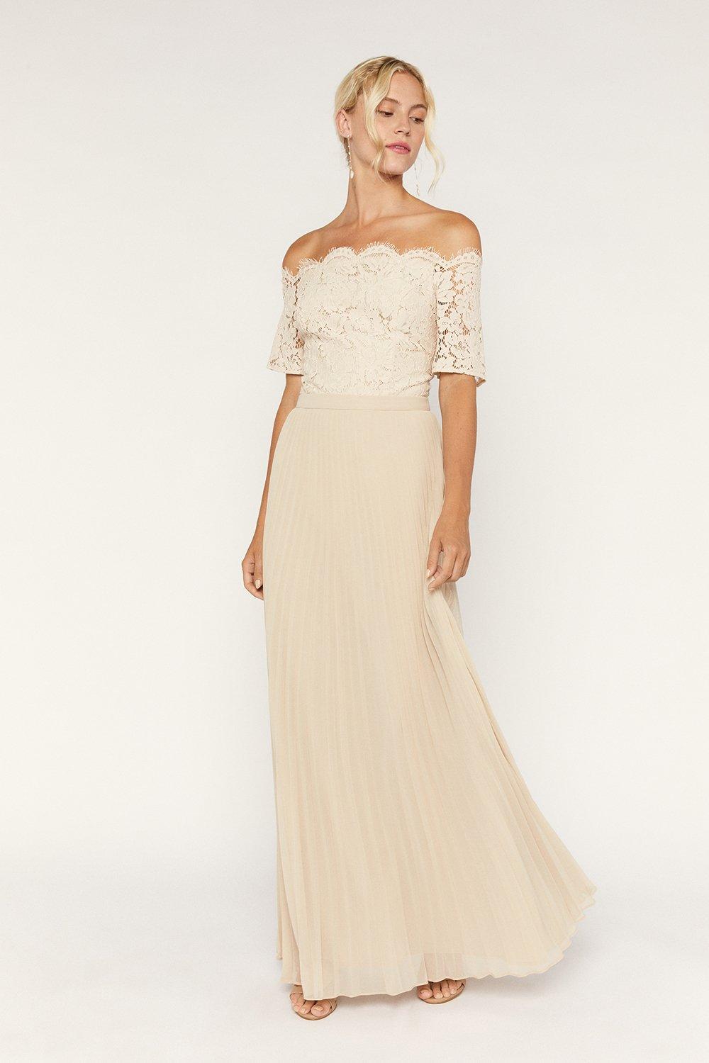 lace bardot maxi dress
