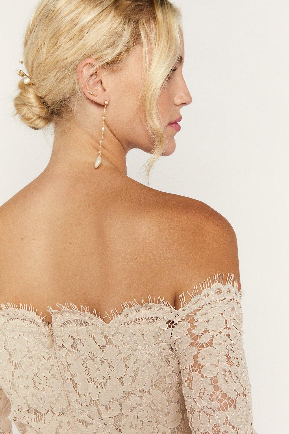 lace bardot maxi dress oasis