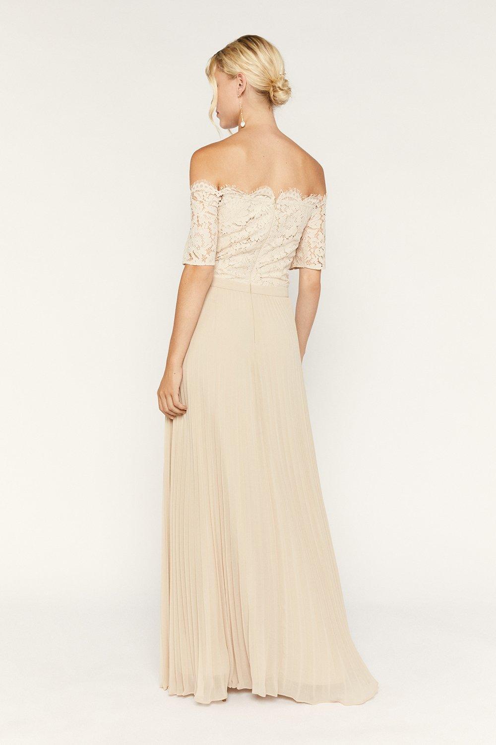 lace bardot maxi dress oasis