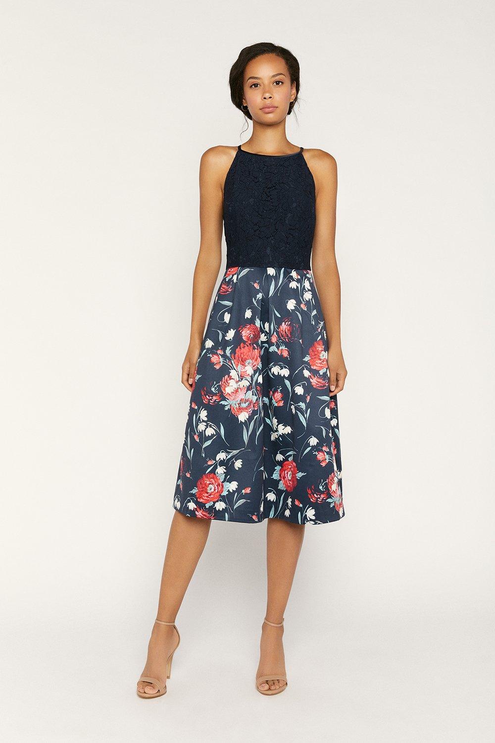 navy floral occasion dress