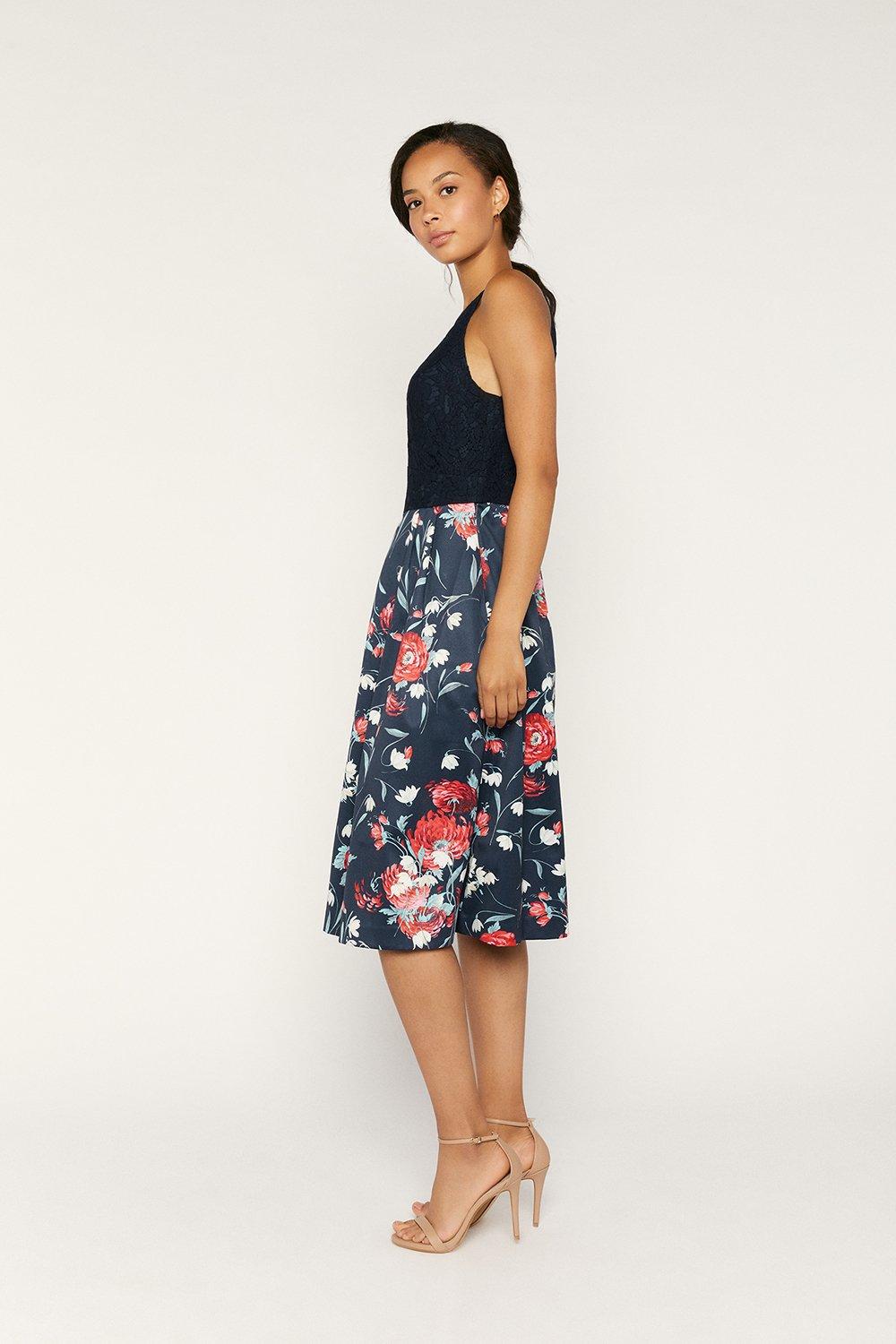 navy floral occasion dress