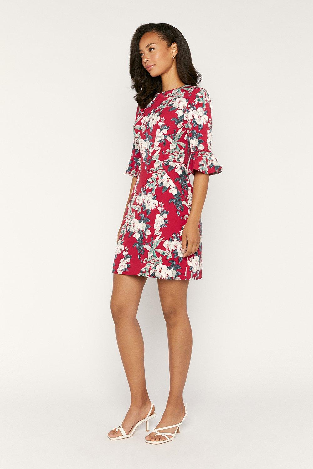 flute sleeve shift dress