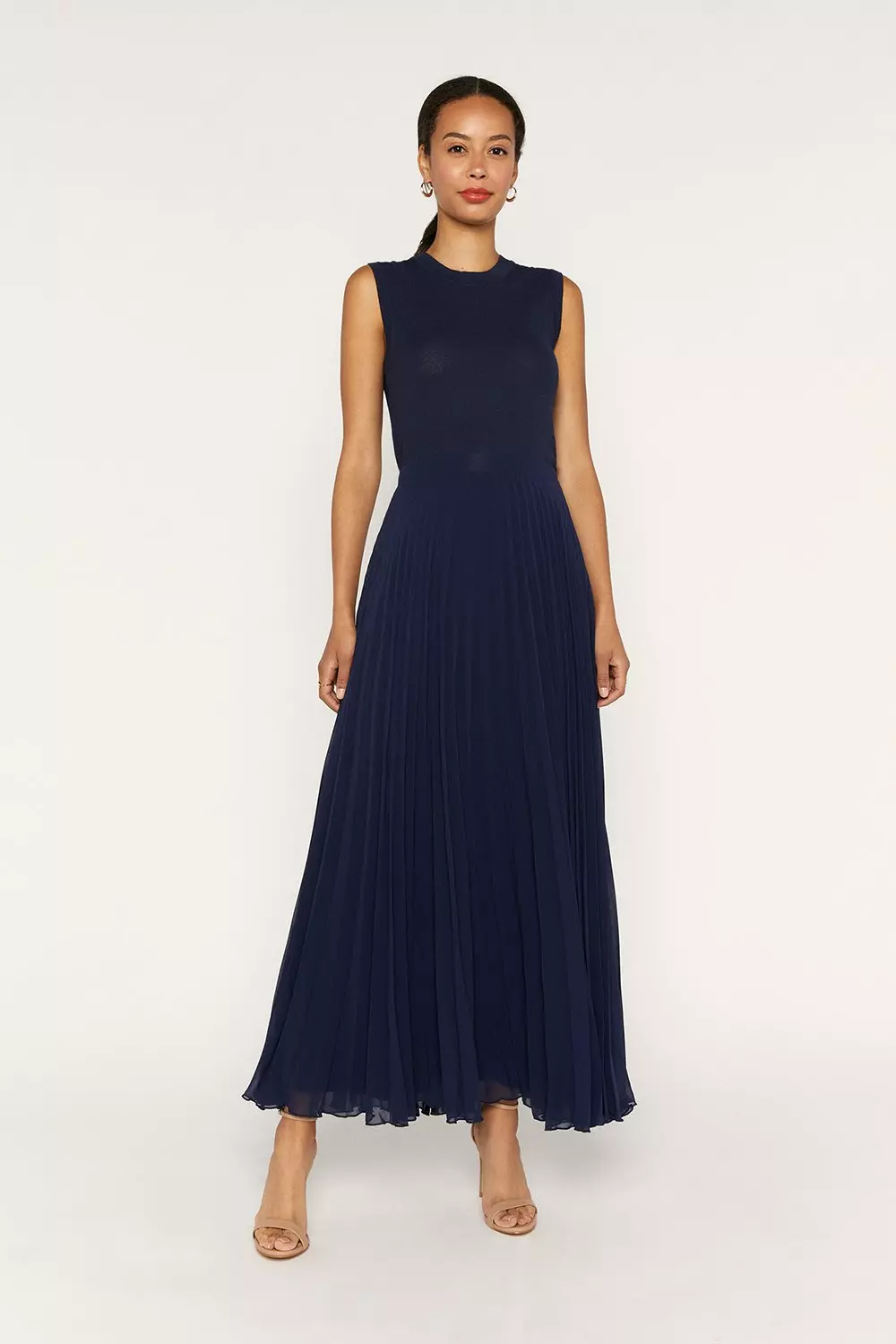 pleated floor length skirt