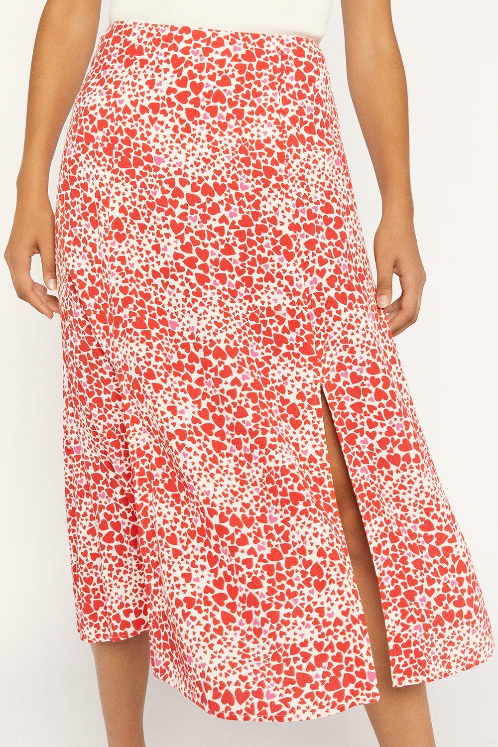 pink heart midi skirt