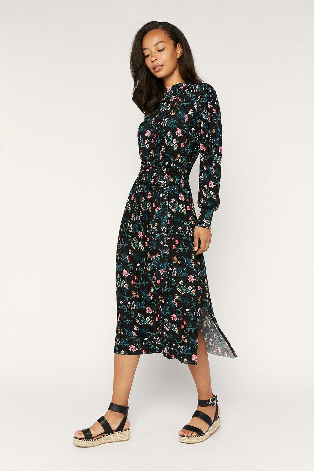 floral pleated midi dress oasis