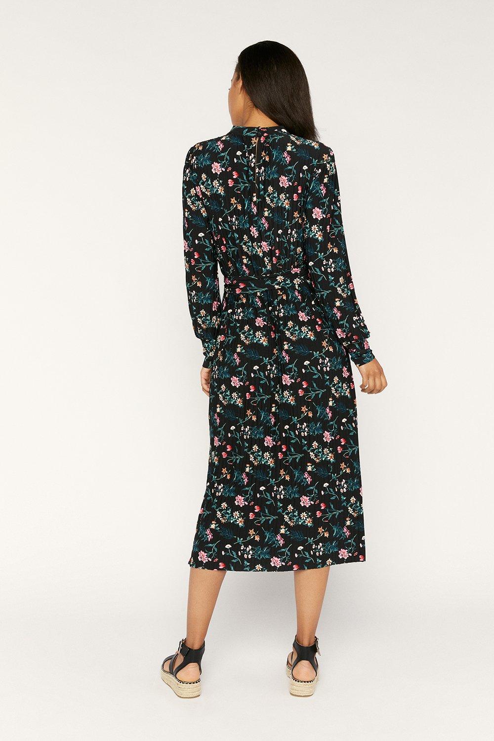 oasis floral pleated midi dress