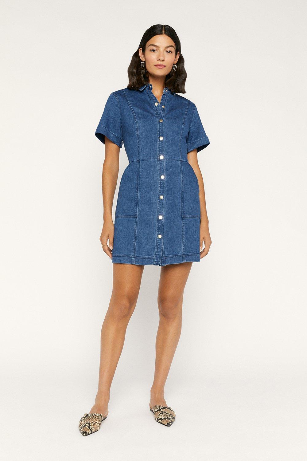 oasis button denim dress