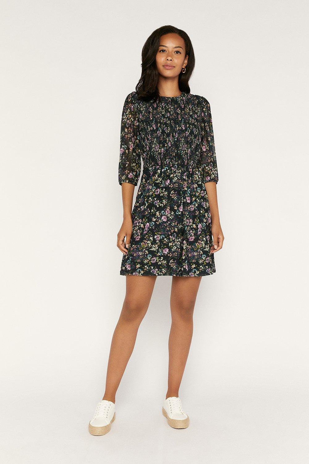 oasis floral chiffon skater dress