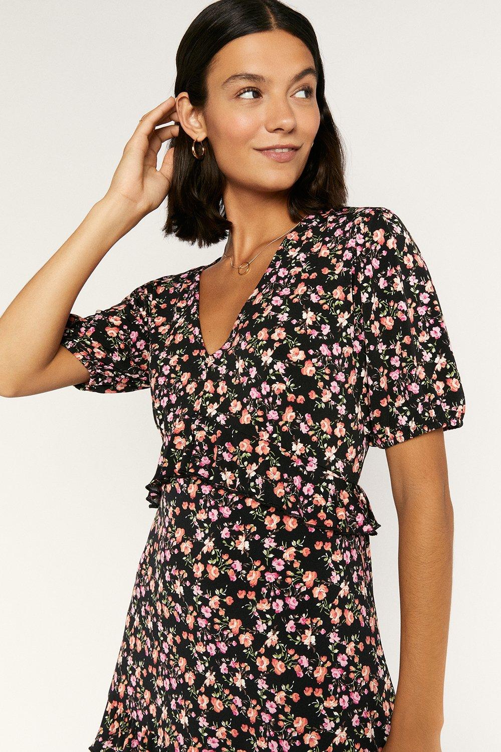 oasis rose print dress