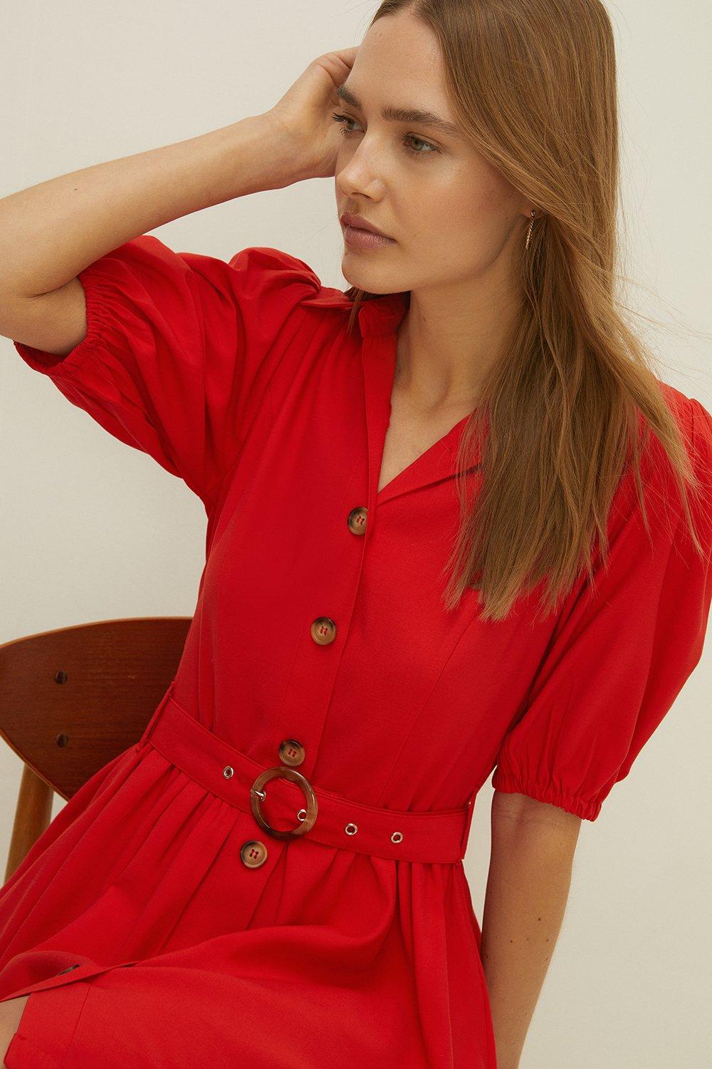 oasis red shirt dress