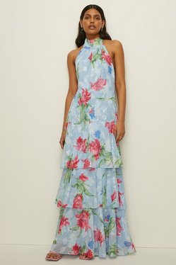 Floral Halter Tiered Maxi Dress | Oasis