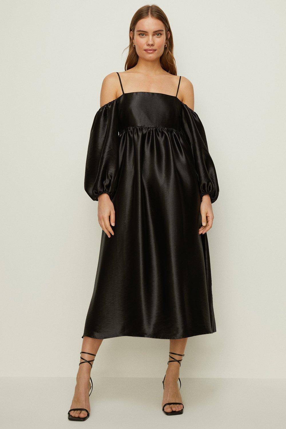 Rachel Stevens Cold Shoulder Satin Dress | Oasis