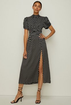 black polka dot dress outfit ideas