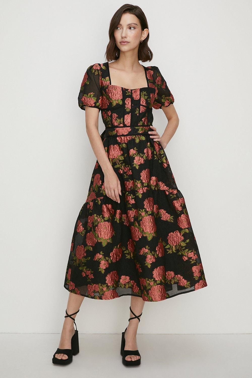 jacquard midi dress