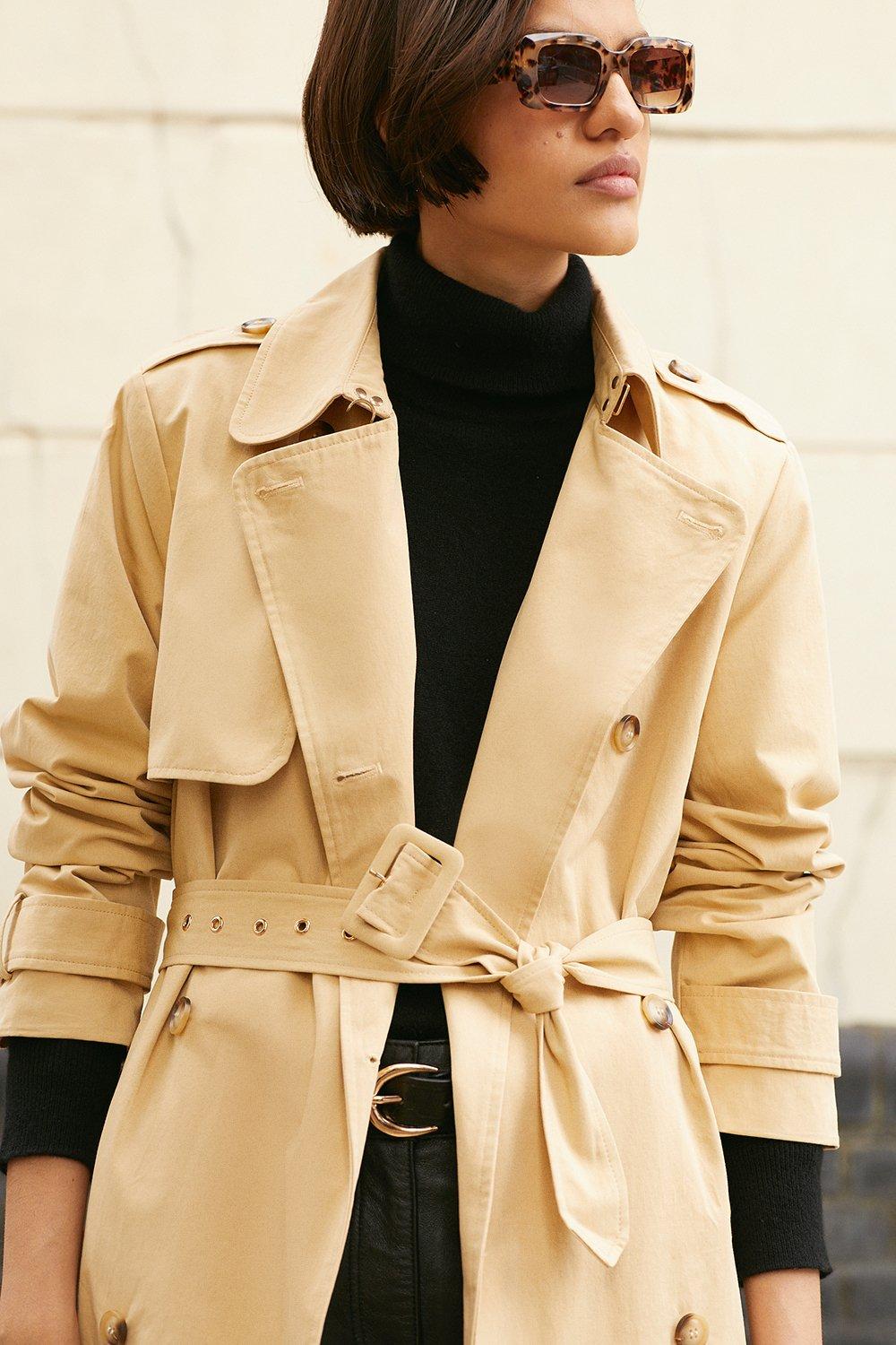 beige coat belt