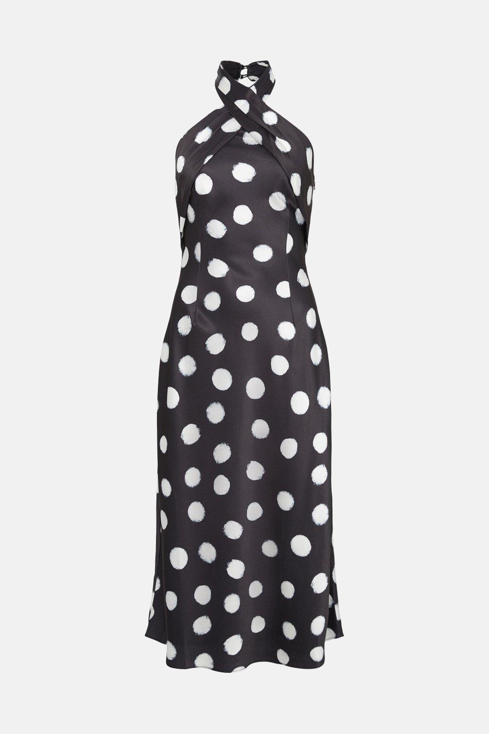 monochrome halter neck dress